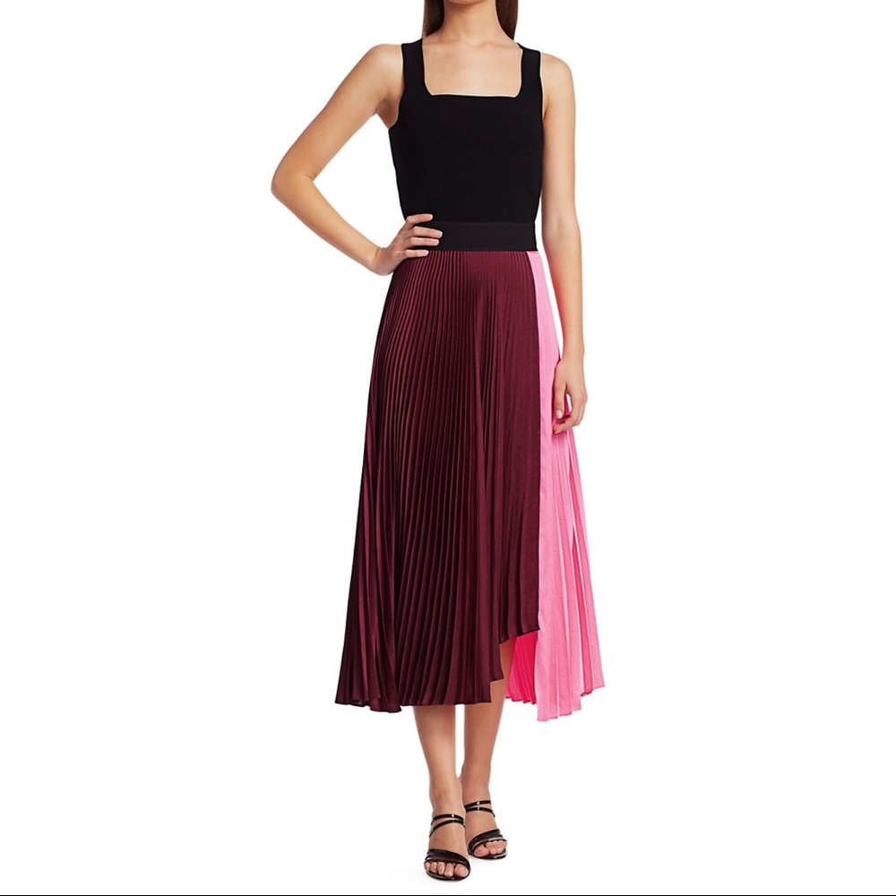 NWT A.L.C. Grainger Colorblock Pleated Midi Skirt